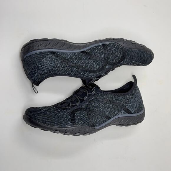 Skechers Breathe Easy Slip Ons Relaxed Fit Womens Sz 7 1/2 Black Sporty - Picture 11 of 16